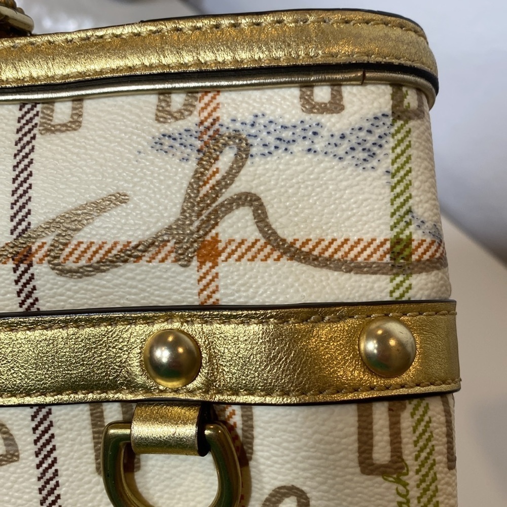 COACH LIMITED EDITION Heritage Cream/Gold Graffiti Tattersall Tote F13188 - Picture 13 of 16